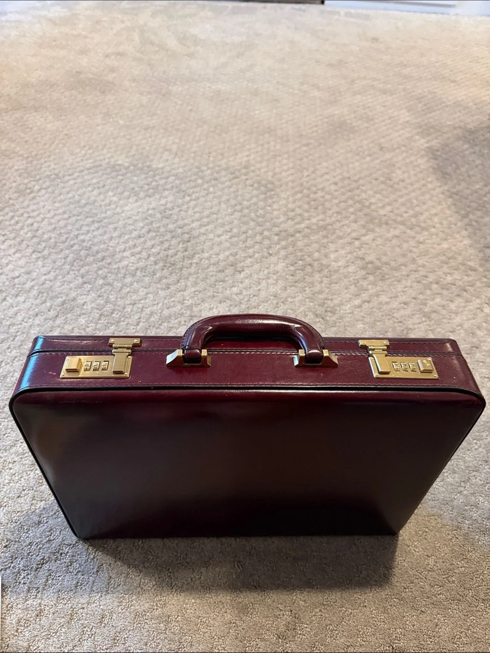 New Burgundy Leather Men's Briefcase with leather legal size pad holder